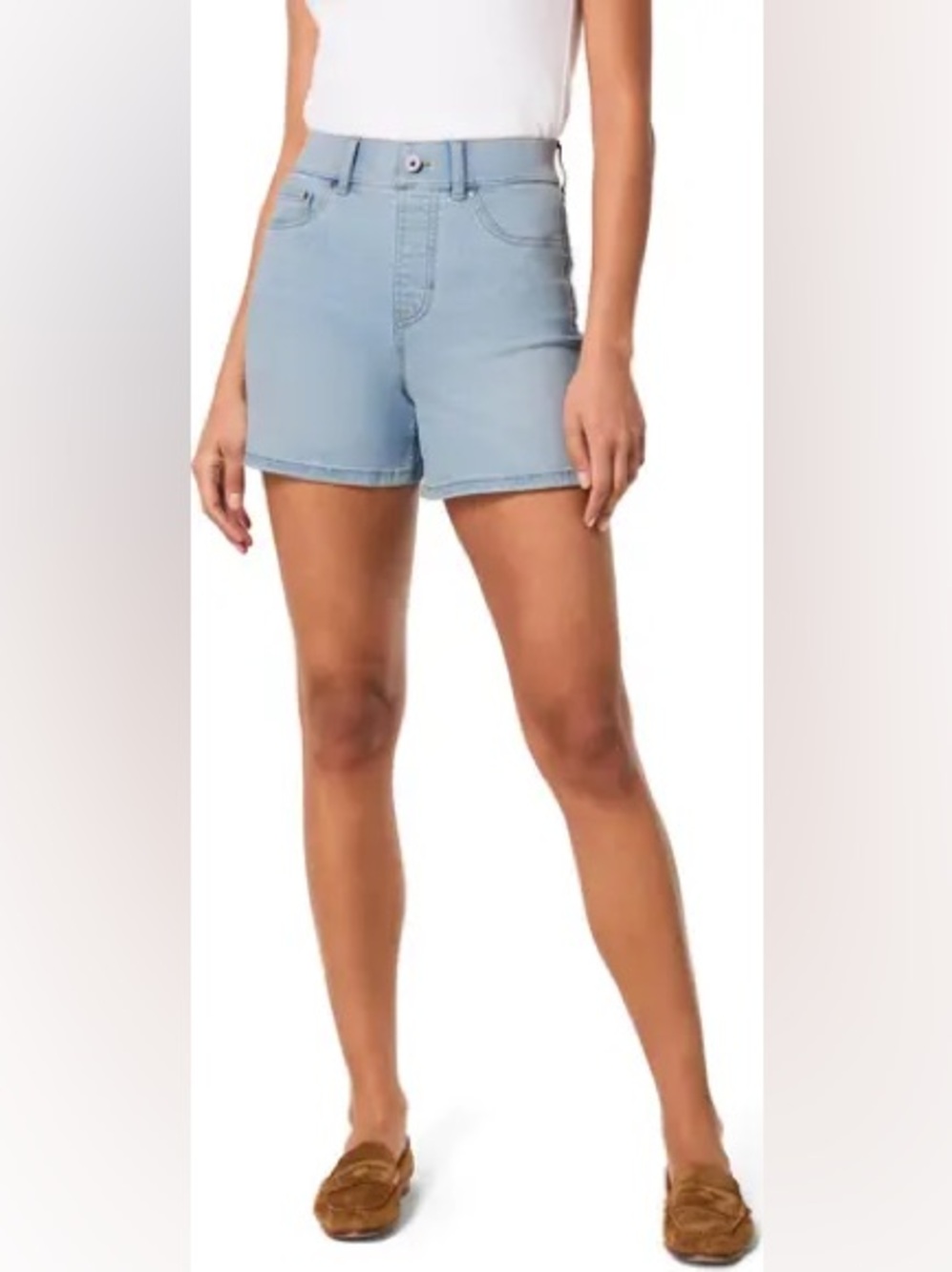 SPANX Denim High Waisted Light Turner Wash Blue Jean 5” Shorts